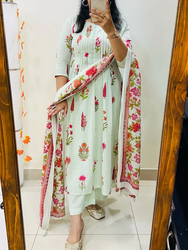 Mint_Floral_Anarkali_Suit_Set_for_Women