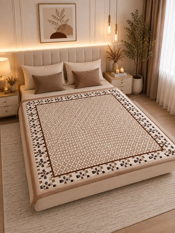 Beige_Contemporary_Geometric_Print_Bedspread