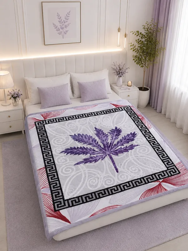 Purple_Floral_Print_Decorative_Blanket
