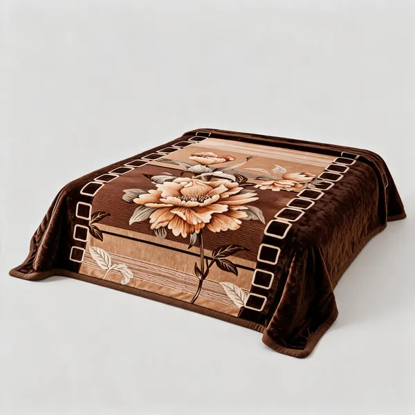 Brown_Premium_Angora_Yarn_Polyester_Floral_Print_Double_Bed_Blanket