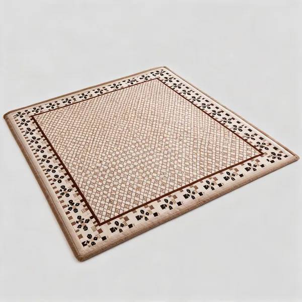 Beige_Premium_Angora_Yarn_Polyester_Contemporary_Geometric_Print_Bedspread