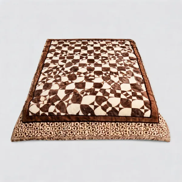 Brown_Premium_Angora_Yarn_Polyester_Geometric_Pattern_Blanket
