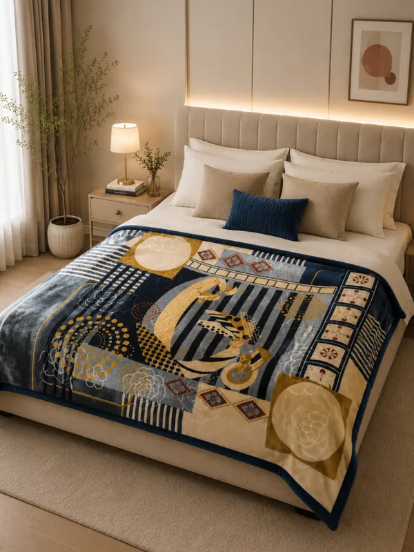 Printed_Abstract_Geometric_Bed_Blanket