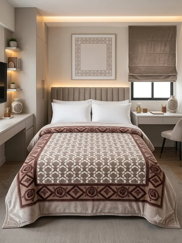 Brown_Geometric_Print_Double_Bed_Blanket