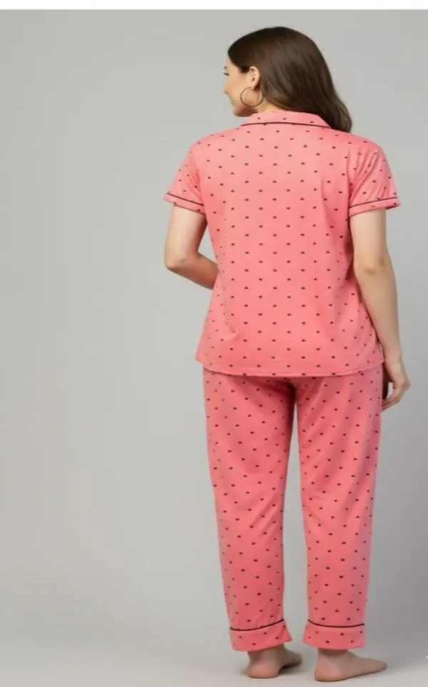 Pink_Polka_Dot_Print_Relaxed_Fit_Pyjama_Set_For_Women