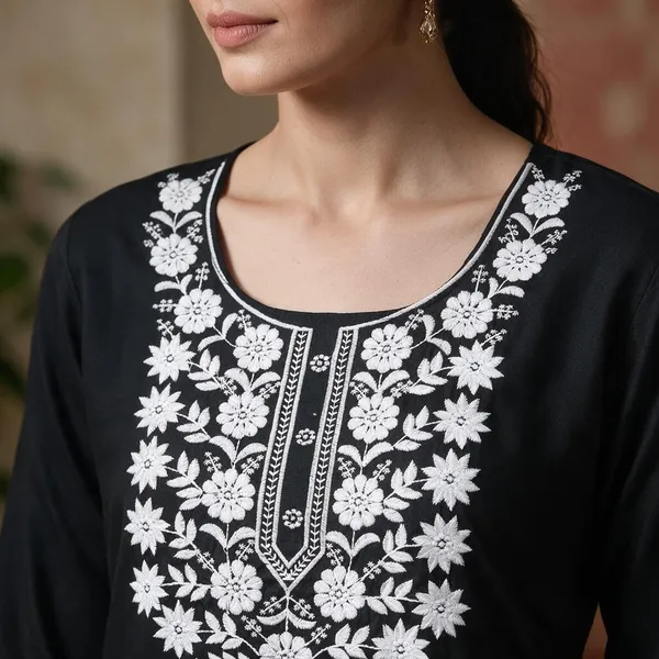 Black_Floral_Embroidered_Straight_Kurta_For_Women