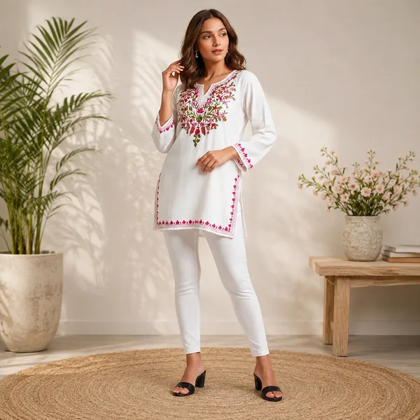 White_Floral_Embroidered_Straight_Kurta_For_Women