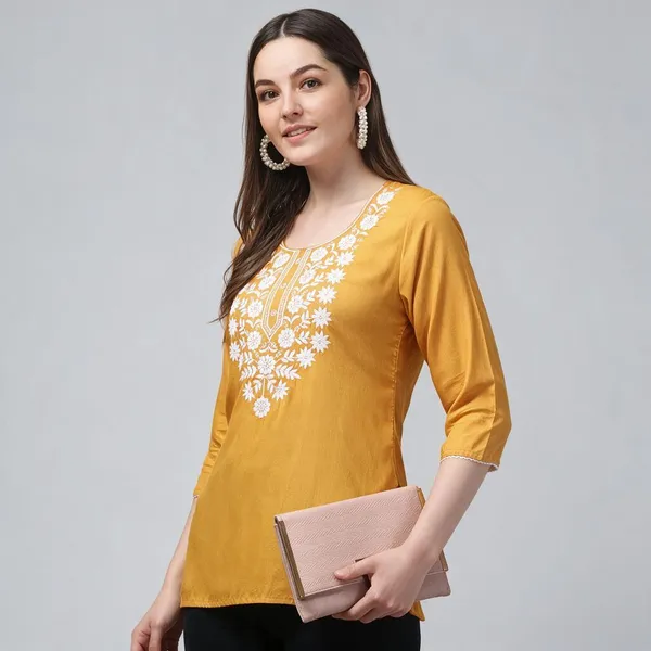 Mustard_Floral_Embroidered_Straight_Kurta_For_Women
