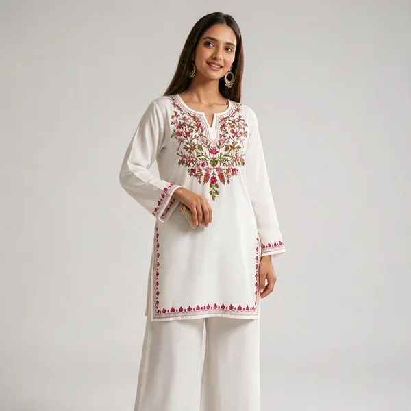 White_Floral_Embroidered_Straight_Kurta_For_Women