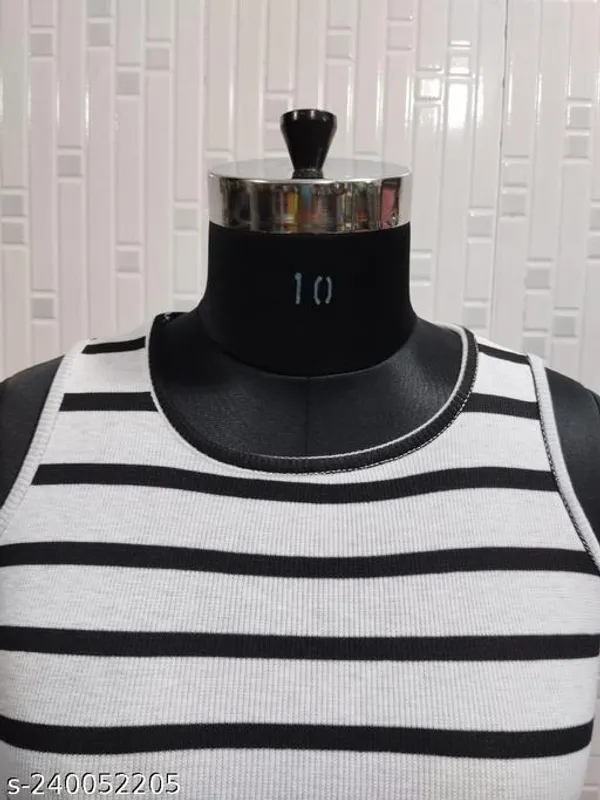 New_Design_Round_Neck_Striped_Cut_Sleeve_Printed_Top_Women_Crop_Top_Women_Crop_Tshirt_Printed_Tops_Tops_For_Women_Sleeveless_Tops