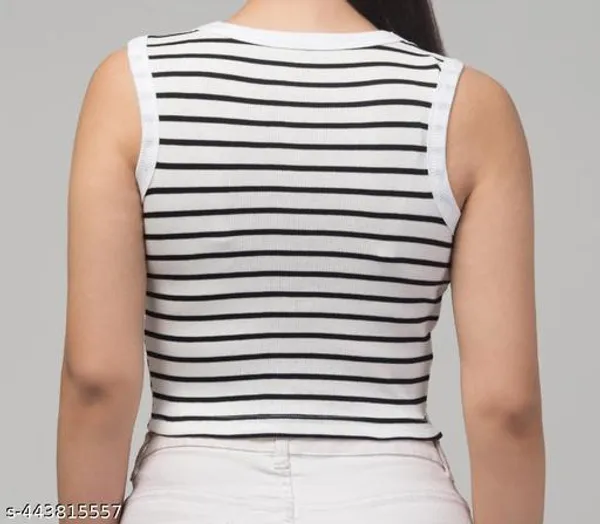 Striped_Top_For_Women_Crop_Top_For_Women_And_Girl_Crop_Top_White_Crop_Top_Short_Top_Black_Line_Top_Womens_Fashion_Women_S_Round_High_Neck_Full_Sleeves_Stylish