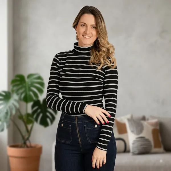 Women_S_Striped_High_Neck_Slim_Fit_Top