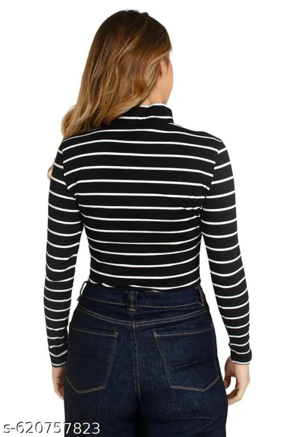 Women_S_Striped_High_Neck_Slim_Fit_Top