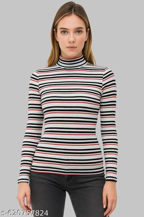 Women_S_Striped_High_Neck_Slim_Fit_Top