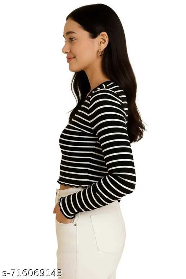 Women_S_Black_Striped_Ribbed_Crop_Top_Full_Sleeve_V_Neck_Casual_Western_Top