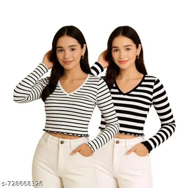 Women_S_Stylish_Striped_Ribbed_Crop_Top_Combo_Pack_Of_2_Full_Sleeve_V_Neck_Casual_Tops