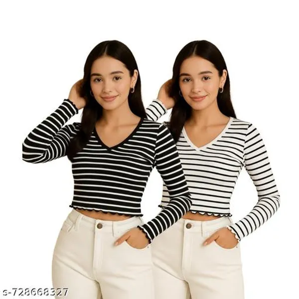 Women_S_Stylish_Striped_Ribbed_Crop_Top_Combo_Pack_Of_2_Full_Sleeve_V_Neck_Casual_Tops