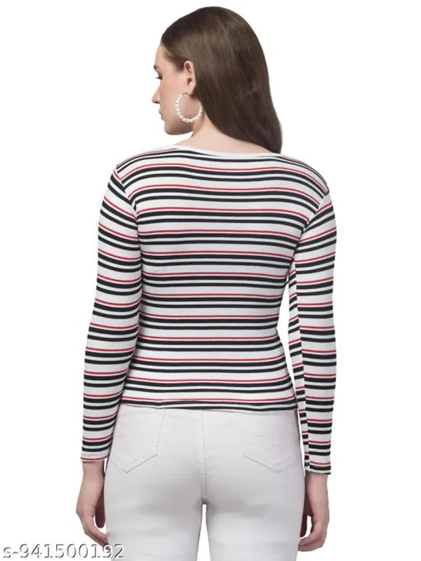 Girl_And_Women_Striped_Ribbed_Top_Full_Sleeve_Square_Neck_Fitted_Western_Top_For_Women