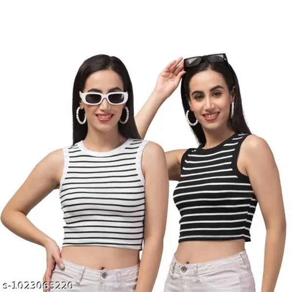 Women_Girls_Pack_Of_2_Ribbed_Striped_Crop_Tank_Tops_Black_White_Sleeveless_Round_Neck_Casual_Crop_Tops_Trendy_Western_Wear_Combo
