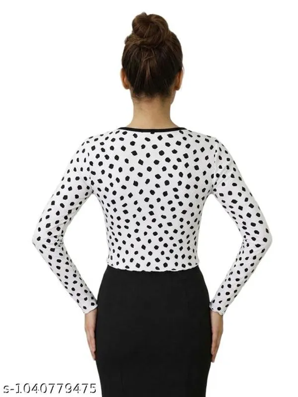 Women_S_Printed_Full_Sleeve_Crop_Top_Polka_Dot_Cartoon_Print_V_Neck_Slim_Fit_Casual_Western_Top