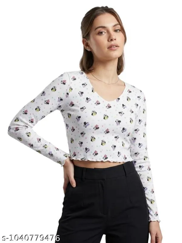 Women_S_Printed_Full_Sleeve_Crop_Top_Polka_Dot_Cartoon_Print_V_Neck_Slim_Fit_Casual_Western_Top