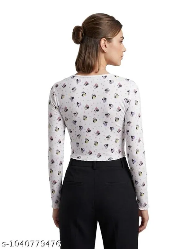 Women_S_Printed_Full_Sleeve_Crop_Top_Polka_Dot_Cartoon_Print_V_Neck_Slim_Fit_Casual_Western_Top