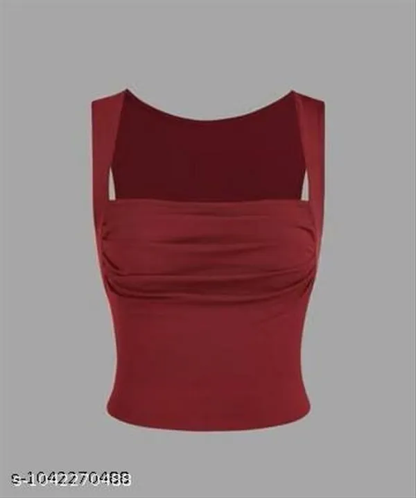 Women_S_Maroon_Ribbed_Sleeveless_Ruched_Square_Neck_Stretch_Crop_Top_Casual_Party_Wear_Tank_Top