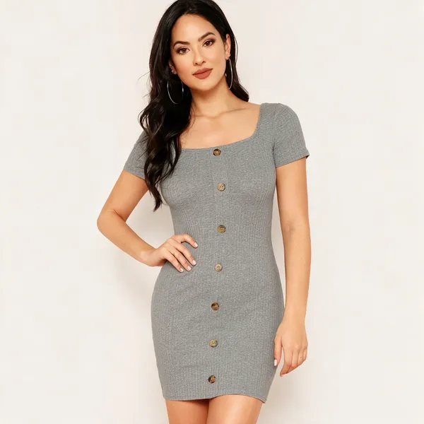 New_Design_Fancy_Women_Square_Neck_Bodycon_Short_Dress_Midi_Dress_Women_Party_Wear_Dress_Dress_Bodycon_Dress_Mini_Dress