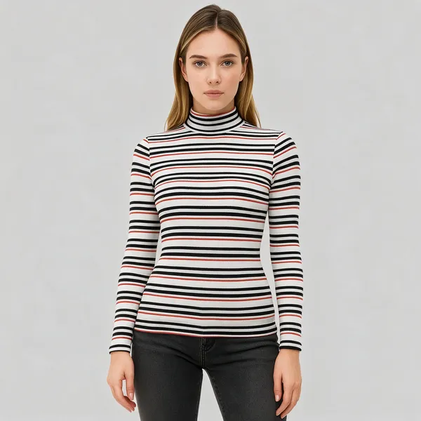 Women_S_Striped_High_Neck_Slim_Fit_Top