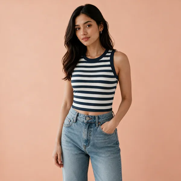 Women_And_Girls_Striped_Crop_Tank_Top_Sleeveless_Round_Neck_Slim_Fit_Top_Stretchable_Casual_Wear_Stripe_Tank_Top