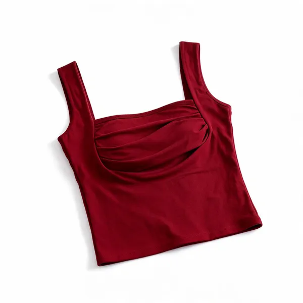 Women_S_Maroon_Square_Neck_Sleeveless_Ruched_Top_Stretchable_Body_Fit_Casual_Party_Wear_Western_Top