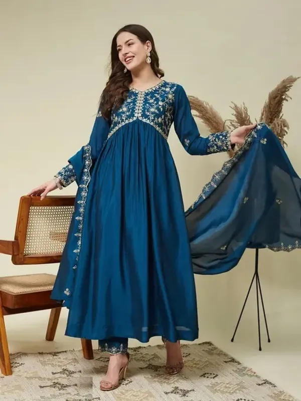 Blue_Vichitra_Anarkali_Embroidered_Kurta_With_Pant_And_Dupatta_For_Women