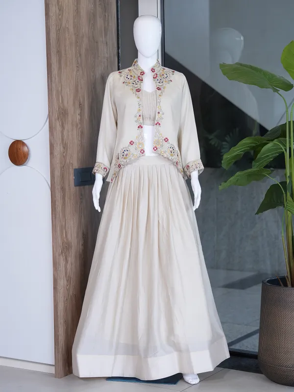 Cream_Zuzu_Silk_Anarkali_Embroidered_Lehenga_Set_For_Women