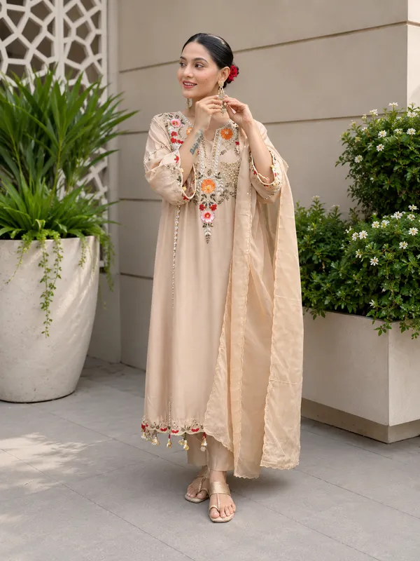 Beige_Roman_Silk_Straight_Embroidered_Kurta_With_Pant_And_Dupatta_For_Women