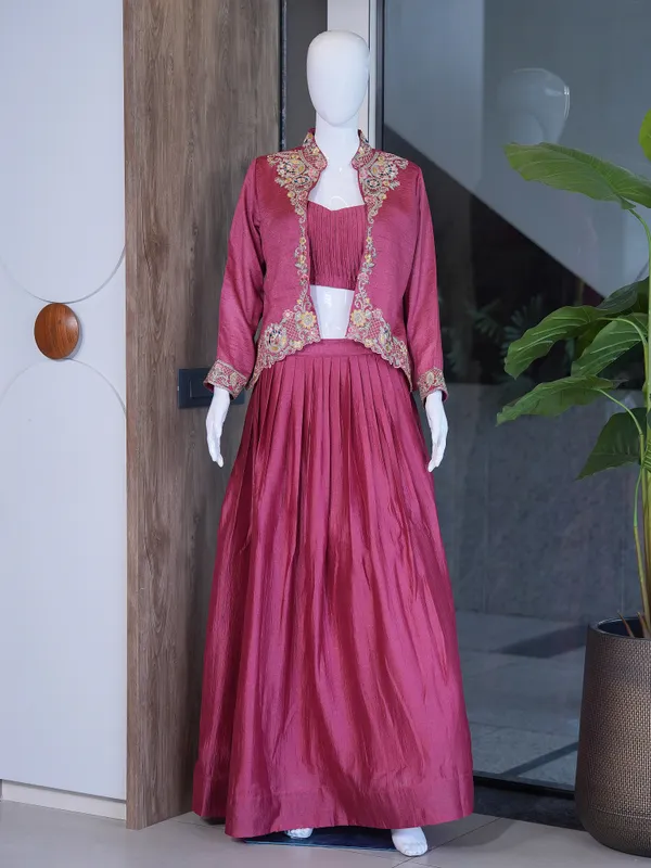 Pink_Zuzu_Silk_Jacket_Style_Lehenga_Set_For_Women