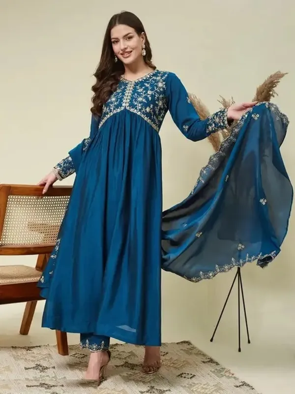 Blue_Vichitra_Anarkali_Embroidered_Kurta_With_Pant_And_Dupatta_For_Women