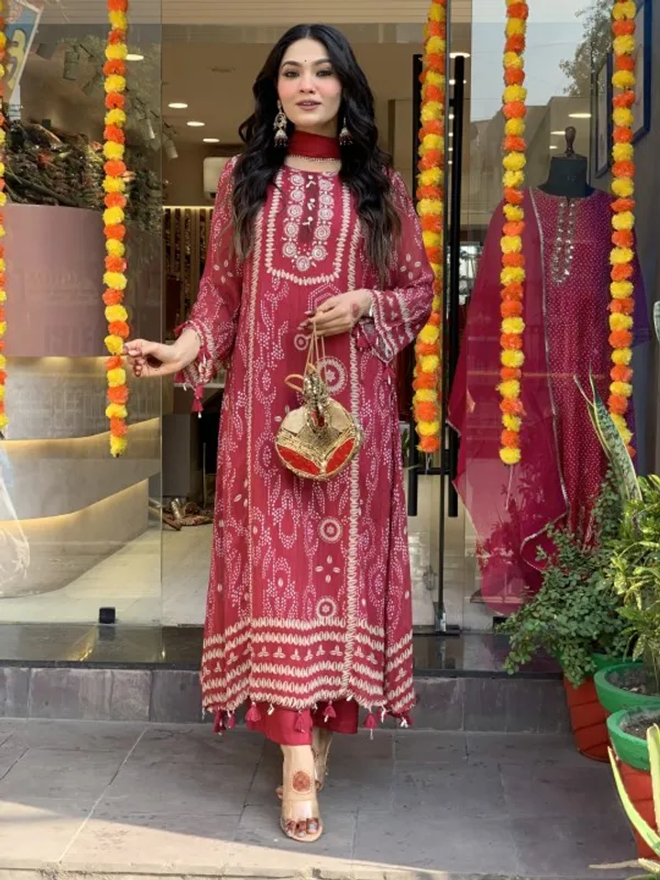 Maroon_Semone_Straight_Printed_Kurta_Set_For_Women
