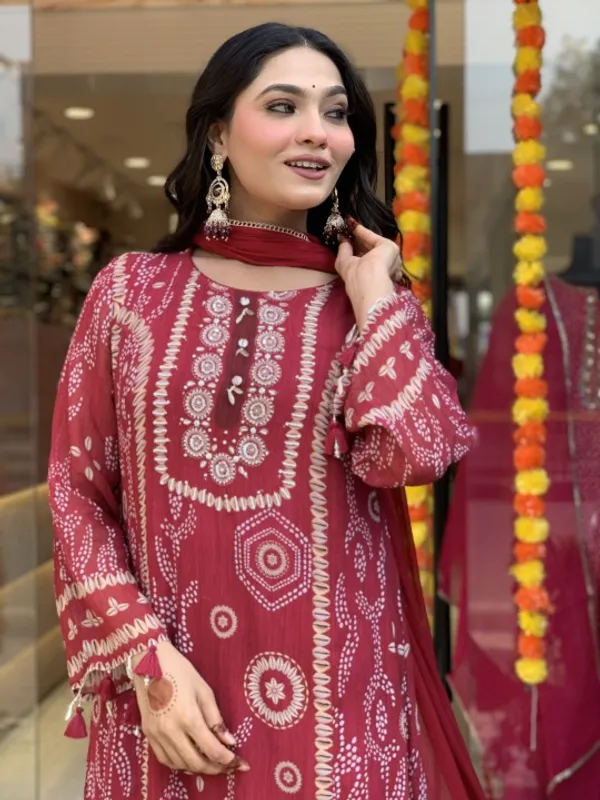 Maroon_Semone_Straight_Printed_Kurta_Set_For_Women