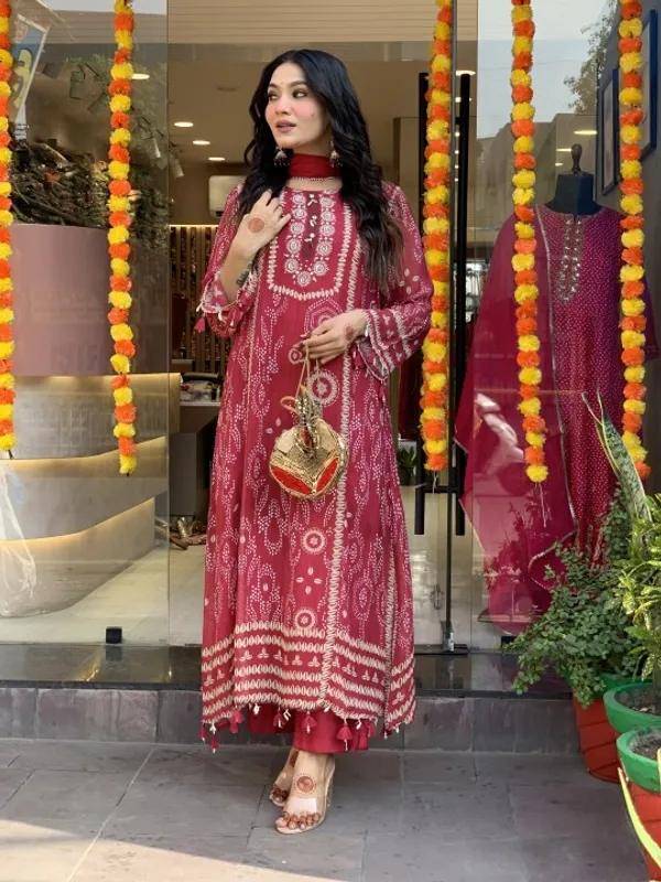 Maroon_Semone_Straight_Printed_Kurta_Set_For_Women