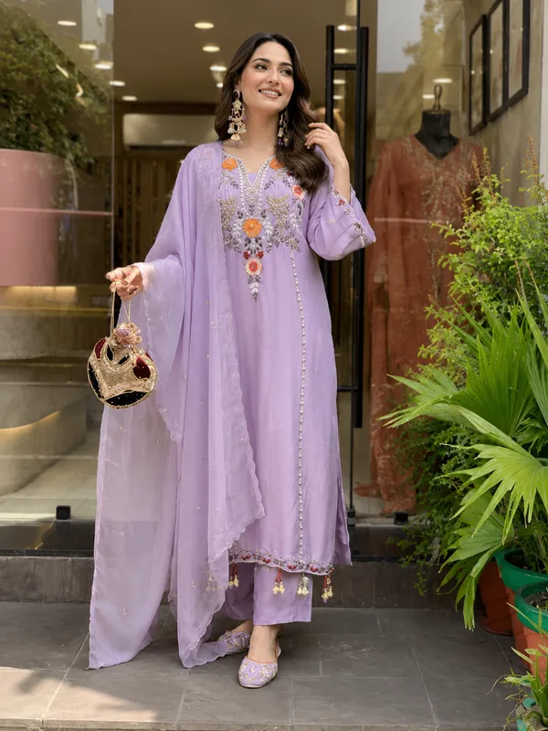 Lavender_Roman_Silk_Straight_Embroidered_Kurta_With_Pant_And_Dupatta_For_Women