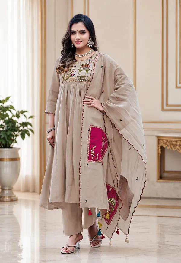 Beige_Embroidered_Anarkali_Suit_Set_For_Women
