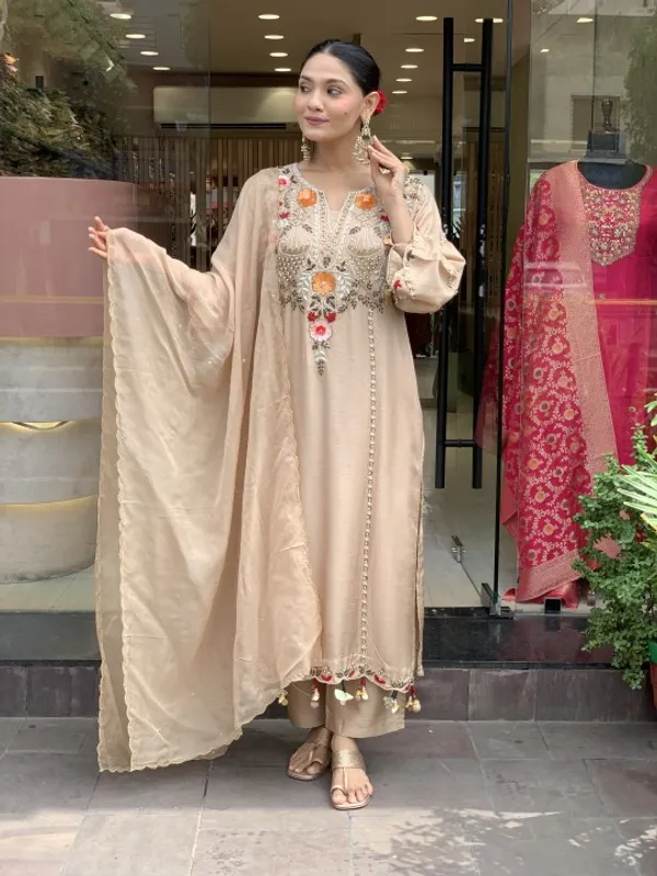 Beige_Roman_Silk_Straight_Embroidered_Kurta_With_Pant_And_Dupatta_For_Women
