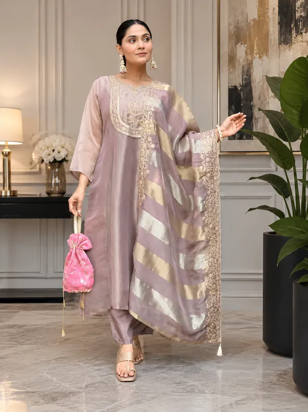 Mauve_Vichitra_Straight_Embroidered_Kurta_With_Pant_And_Dupatta_For_Women