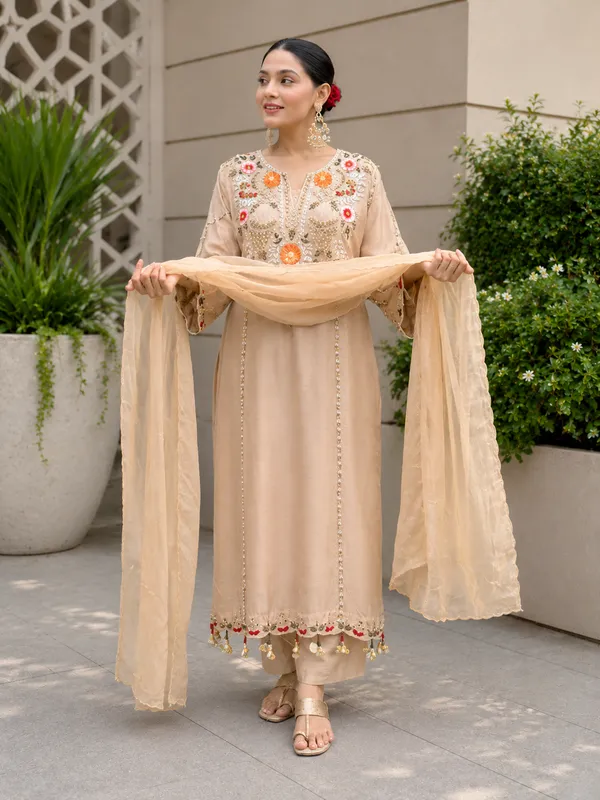 Beige_Roman_Silk_Straight_Embroidered_Kurta_With_Pant_And_Dupatta_For_Women