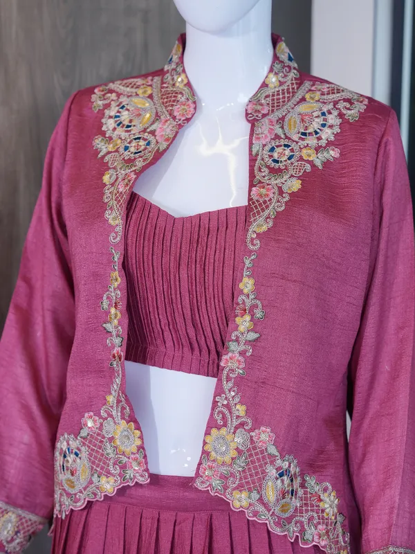 Pink_Zuzu_Silk_Jacket_Style_Lehenga_Set_For_Women