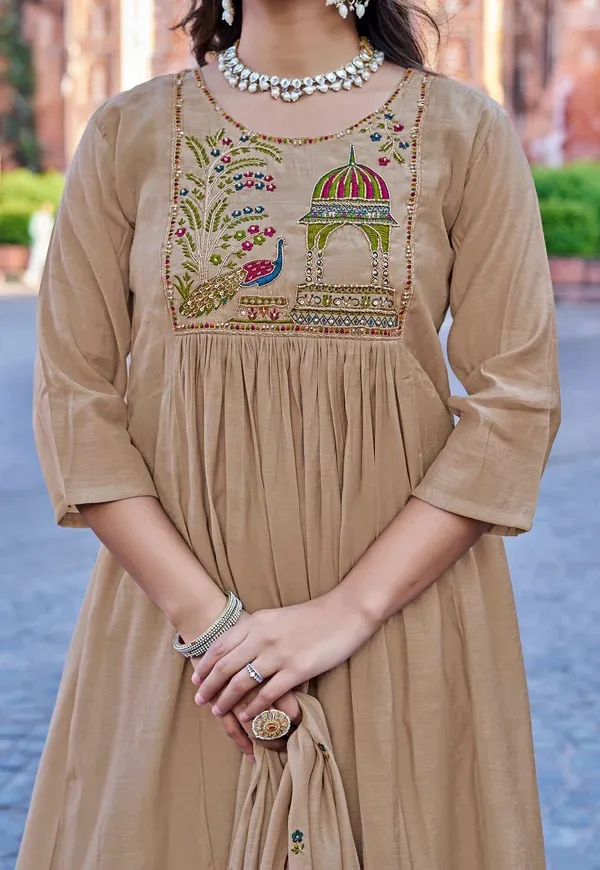 Beige_Embroidered_Anarkali_Suit_Set_For_Women