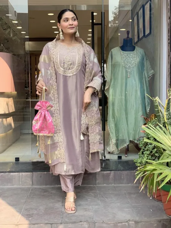 Mauve_Vichitra_Straight_Embroidered_Kurta_With_Pant_And_Dupatta_For_Women