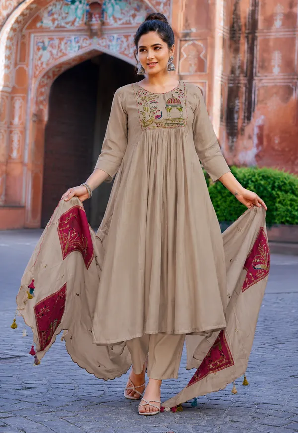 Beige_Embroidered_Anarkali_Suit_Set_For_Women