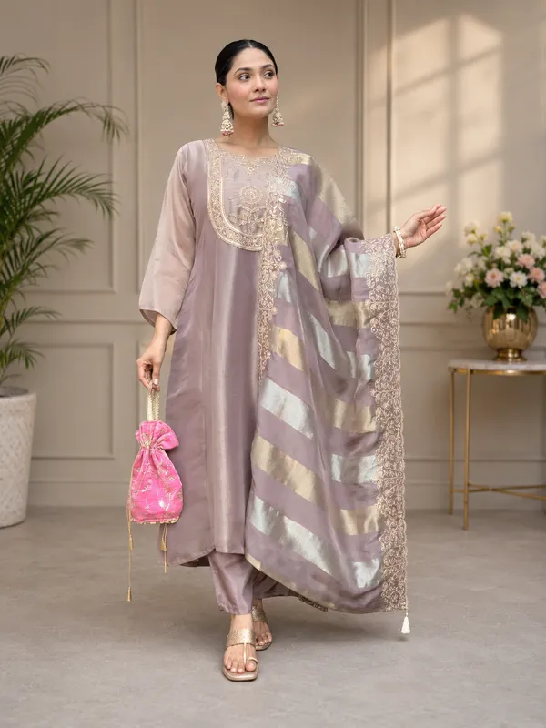Mauve_Vichitra_Straight_Embroidered_Kurta_With_Pant_And_Dupatta_For_Women
