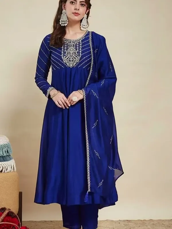 Blue_Vichitra_Anarkali_Embroidered_Kurta_With_Pant_And_Dupatta_For_Women